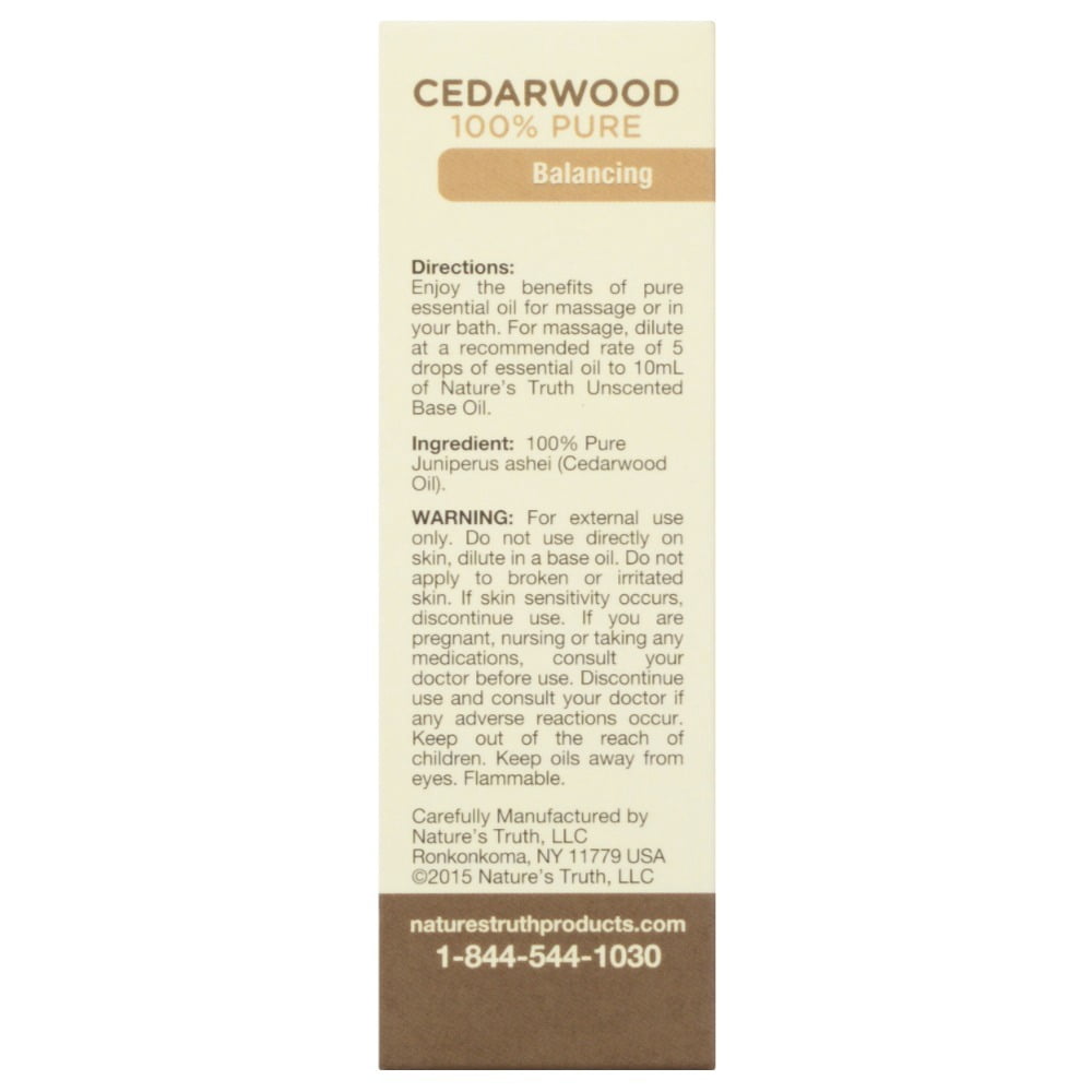Nature's Truth Cedarwood Balancing Pure, Steam Distilled 0.51oz, 6-Pack