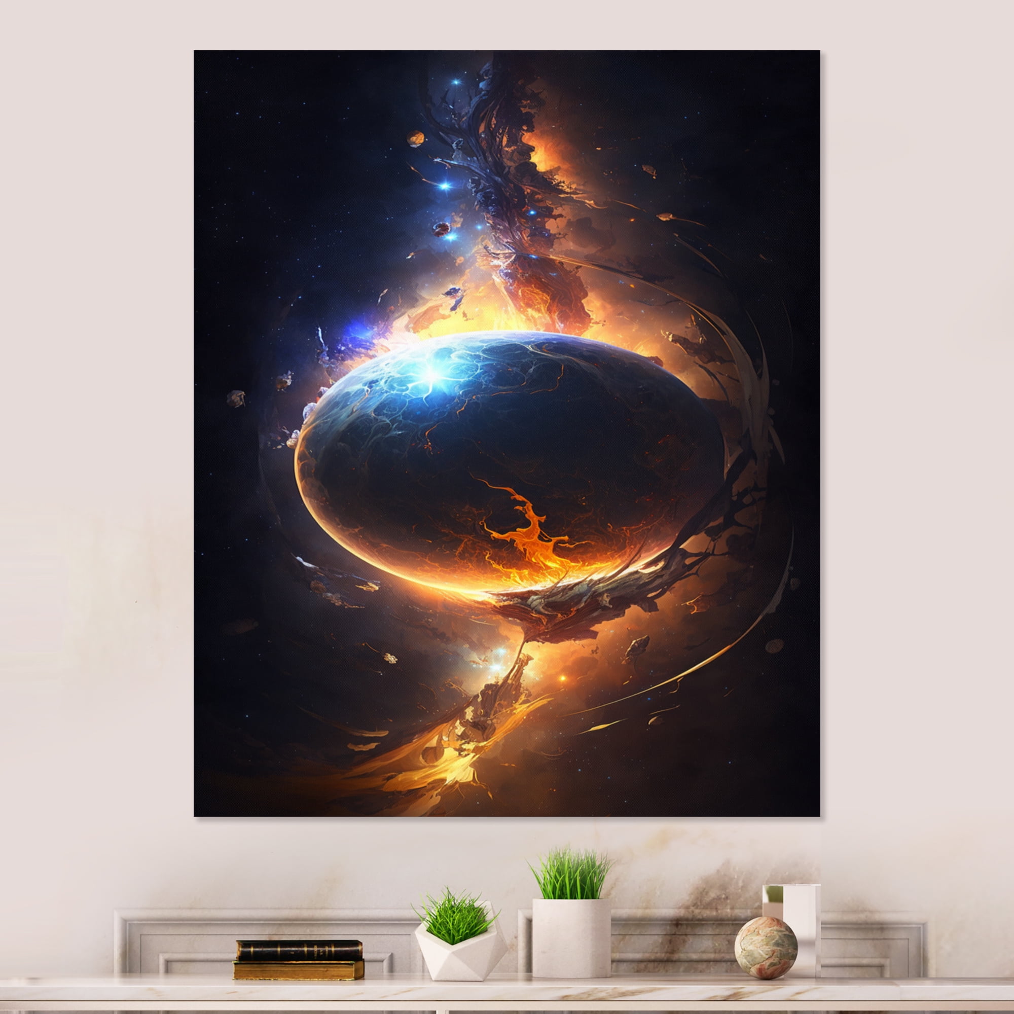 Designart Deep Space Planet Fusion IX Canvas Wall Art