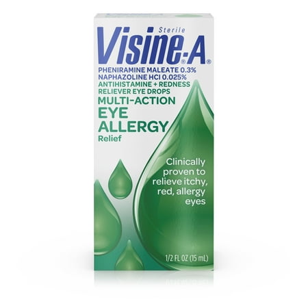 Visine -A Antihistamine + Redness Multi-Action Eye Allergy Reliever Eye Drops, .5 Fl Oz