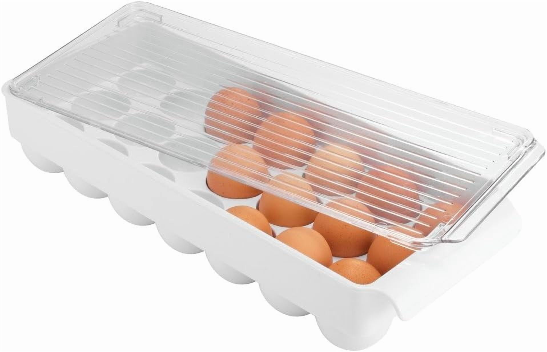 CAILDANL Plastic Egg Holder Fridge Organizer with Front Handle – 14.57" x 6.25" x 3", Clear