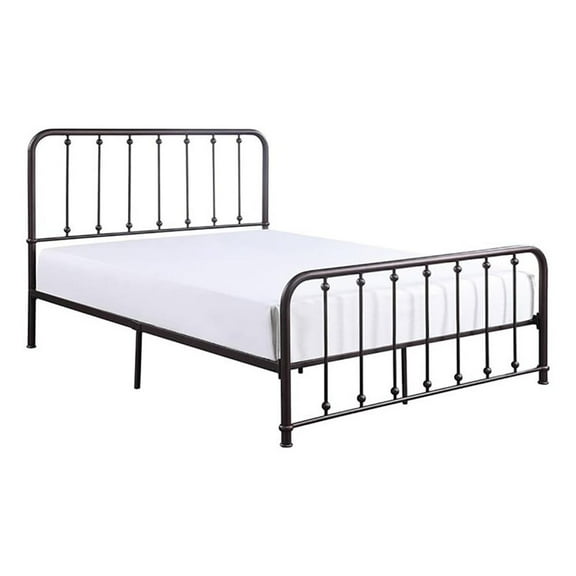 Pemberly Row Traditional Metal Queen Platform Bed in Dark Bronze