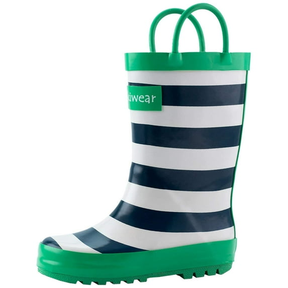 Oaki Kids Waterproof Rubber Rain Boots with Easy-On Handles