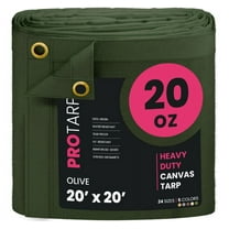PROTARP Extreme Heavy Duty WaterProof Canvas Tarp 20 oz, UV Resistant Tarpaulin Cover with Rustproof Brass Grommets, Multipurpose for Canopy, Roof, Camping, Wood Pile (Green 20'X20')
