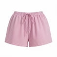 thumbnail image 7 of Cagogo Women's High Waisted Striped Drawstring Shorts Flowy Casual Loungewear Regular Fit Summer Beach Vacation Trousers Fashion Clothes, Pink XL, 7 of 7