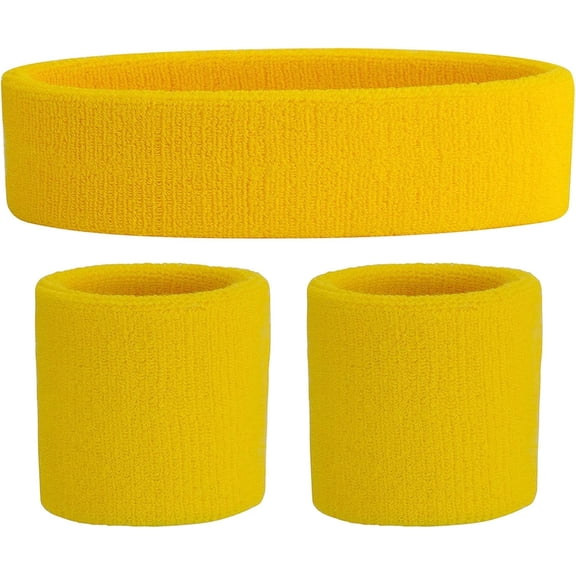 Minzimin Sweatband Set Sports Headband Wristband Set Sweatbands Terry Cloth Wristband Wrist Sweatband Headbands Moisture Wicking Sweat Absorbing Head Band