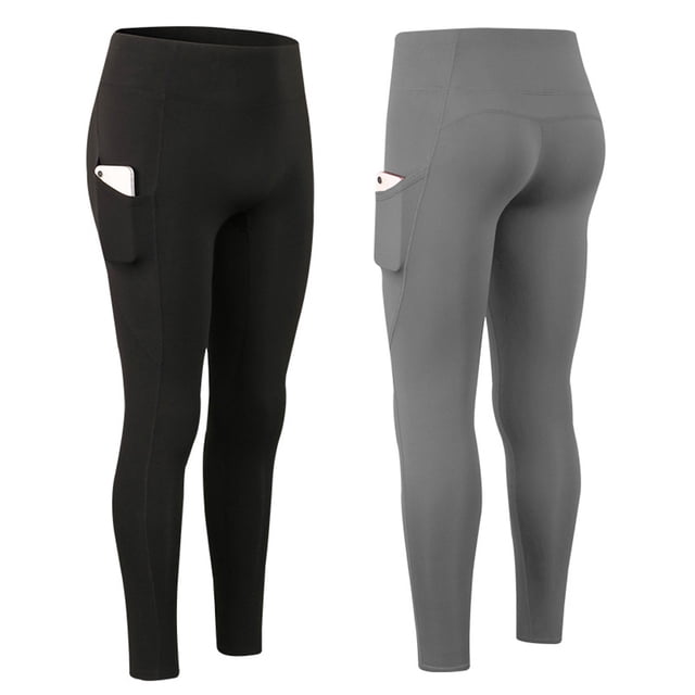 Pantalones de mujer 2 pcs Mujeres Leggings de yoga de cincha alta para la mujer Pants de ejercicio caliente Pantalones de yoga yoga con bolsillos