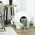 thumbnail image 6 of PawHut Hooded Cat Litter Box, Large Kitty Litter Pan with Lid, Scoop, Leaking Sand Pedal, Top Handle, Light Green, 6 of 9