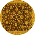 thumbnail image 1 of Ahgly Company Indoor Round Oriental Yellow Traditional Area Rugs, 4' Round, 1 of 4