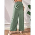 thumbnail image 6 of Women Linen Palazzo Pants Summer Boho Wide Leg High Waist Casual Lounge Pant Travel Vacation Outfits Bean Green M, 6 of 10