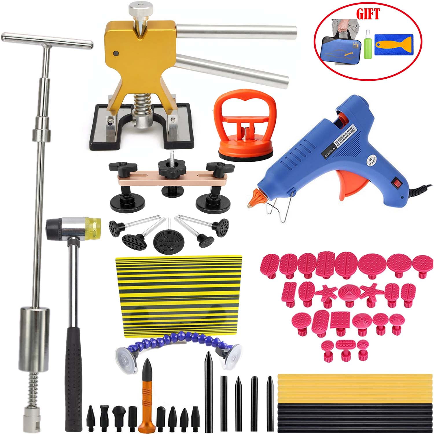 PDR Tools Push Rods DIY Paintless Dent Repair T Bar Hammer Puller Lifter Kits 