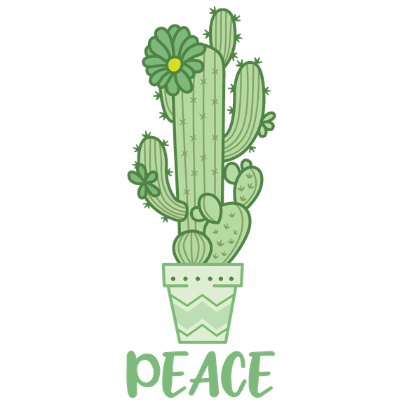 Removable Desert Plant Decor Giant Cactus Design Vinyl Adhesive Kids Bedroom Garden Peace Lettering Art Wall Decal Quote - 20" x 49" Home Living Room Thorny Succulent Art Multicolored Wall Sticker