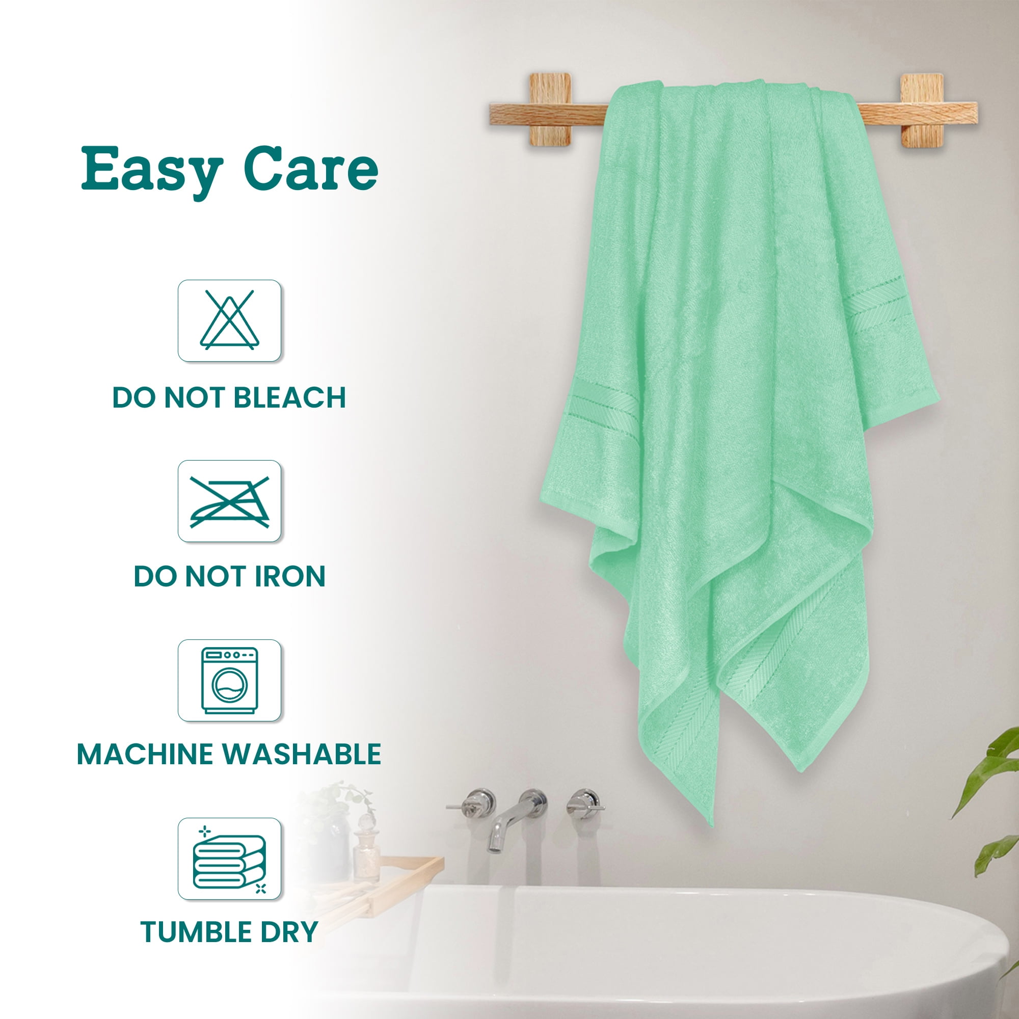 Casa Lino 4Pc Premium Bath Towels (54" x 27") - 100% Cotton, 400GSM, Ultra Soft & Absorbent (Sky Blue)