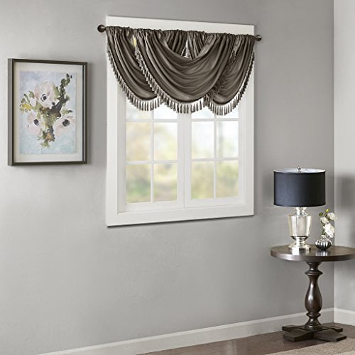 Elena Faux Soie Waterfall Embellished Valance Étain 38x46"