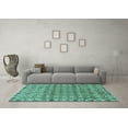 thumbnail image 3 of Ahgly Company Machine Washable Indoor Square Abstract Turquoise Blue Modern Area Rugs, 7' Square, 3 of 4