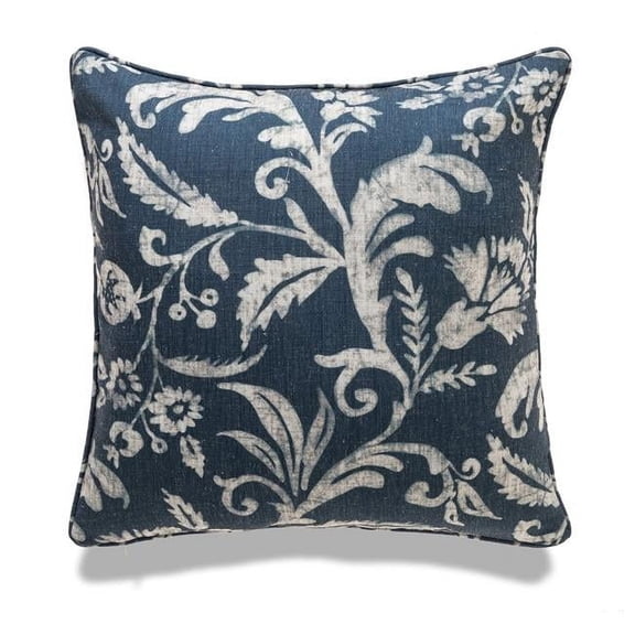 MDR Trading Inc. HU-DB2020TW02OF Navy Blue And White Floral Pattern With Feather Down Insert Pillow