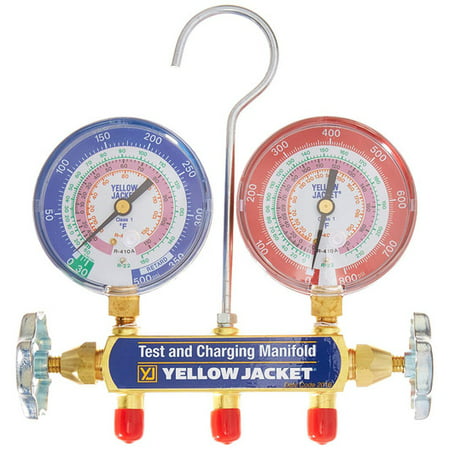 

Yellow Jacket 42001 Manifold with 3-1/8 Color-Coded Gauges psi R-22/404A/410A