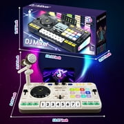JUGAAD LIFE DJ Mixer for Kids with Microphone&Bluetooth, Light up DJ Turntable with 12 MIDI, Piano Musical Instruments Toys for Boys Girls 3 6 years Birthday Gift for 4 5 6 7+ White
