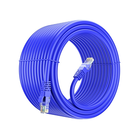 Cat 6 Ethernet Cable 100 Ft, 100% Pure Copper, Cat6 Cable LAN Cable, Internet Cable, Patch Cable and Network Cable - UTP (Blue) 100 Feet