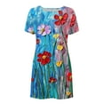 thumbnail image 4 of Viikei Womens Summer Dresses Plus Size,Women's Slim-Fit Short Sleeve Dress,Women's Short Sleeved Dress with Floral Print Round Neck Dress Multicolor XXL, 4 of 5