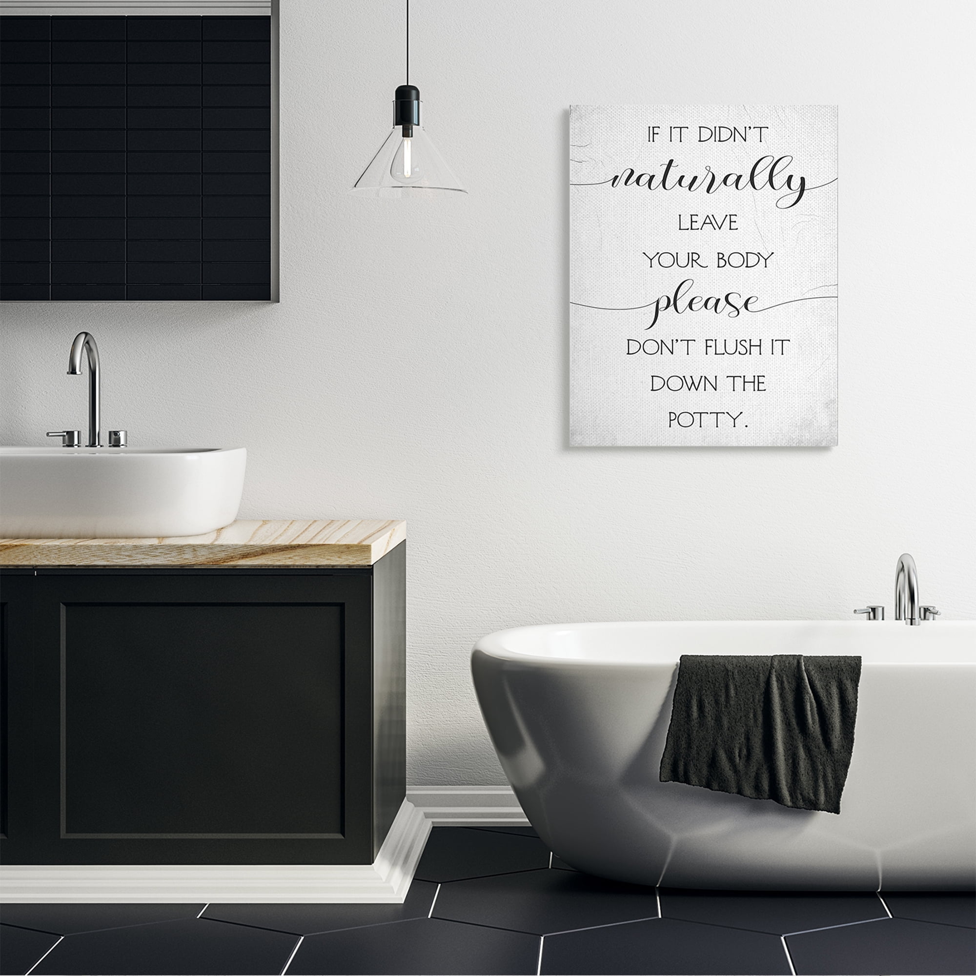 Stupell Industries Doesn't Leave Body Don't Flush Down Potty Quote Canvas Wall Art by Daphne Polselli