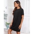 thumbnail image 5 of MINTREUS Women's Nightgown Short Sleeve Nightshirt Round Sleep Shirt Loose Loungewear Casual Sleepwear, 5 of 8