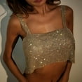 thumbnail image 6 of Women Glitter Rhinestone Crop Top Metal Diamond Backless Vest Party Clubwear, 6 of 16