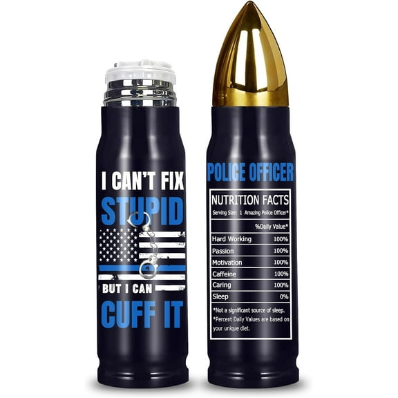 Police Officer Gifts, Graduation Christmas Birthday Gifts For Police, Polices Bullet Tumbler, Stainless Steel Tumbler With Lid 17 Oz, Gift For Polices Officers Men From Wife Friends