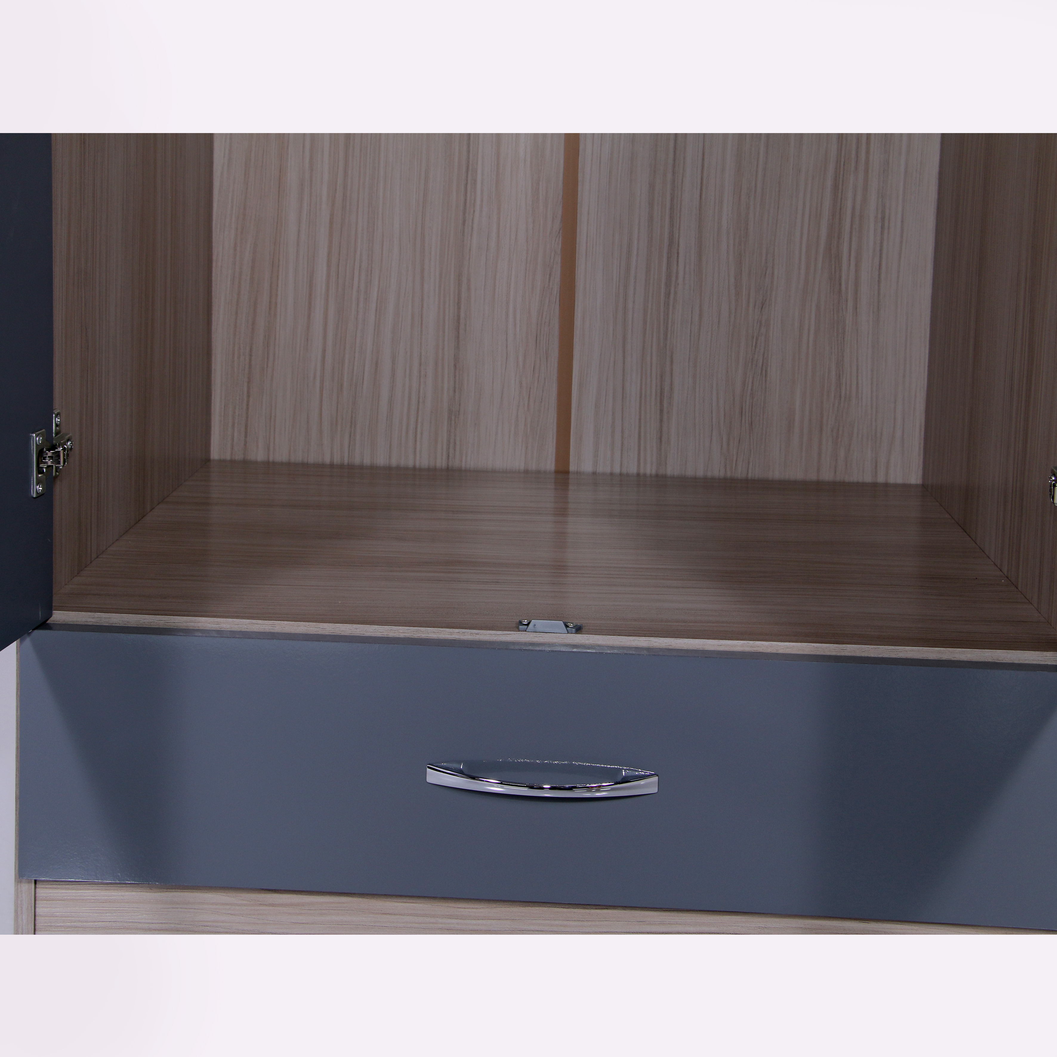 TMS Nevada Mirrored 2 Door Wardrobe, Gray and Natural
