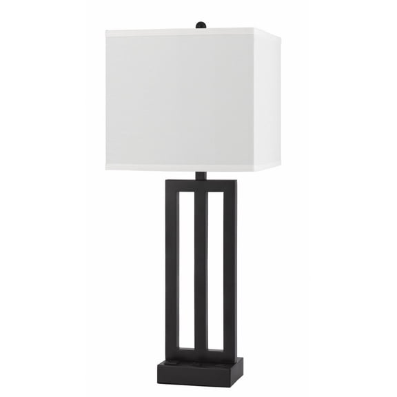 Cal Lighting Cachan 1-Light Metal & Linen Nightstand Lamp in Antique Bronze