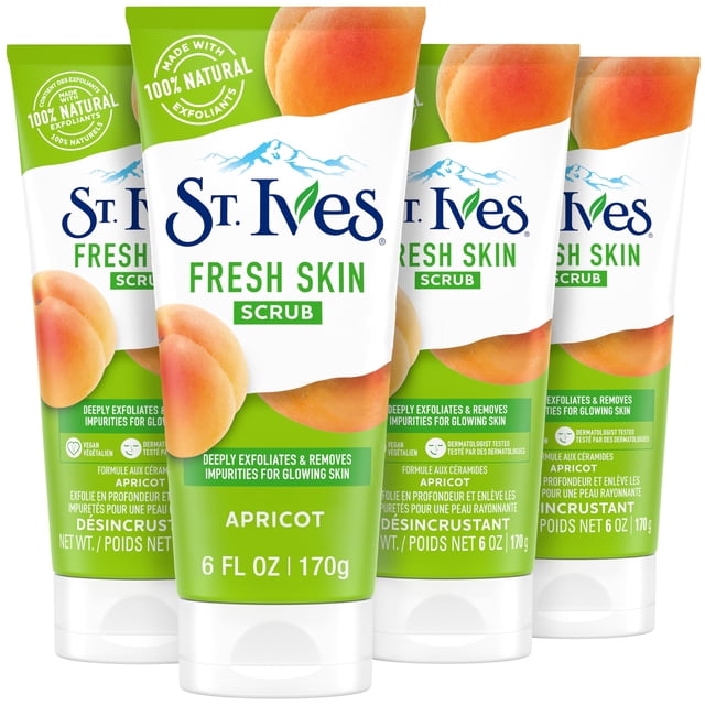 Exfoliante profundo de albaricoque St. Ives Fresh Skin, 180 ml x 4