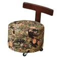 thumbnail image 4 of Lipstore Pouf Mobile Tabouret Roulant avec Roues Accent Chaise de Coiffeuse à Roulettes pour Changer de Chaussures Repose-Pieds pour Couloir Appartement Ferme Vert Floral, 4 of 8