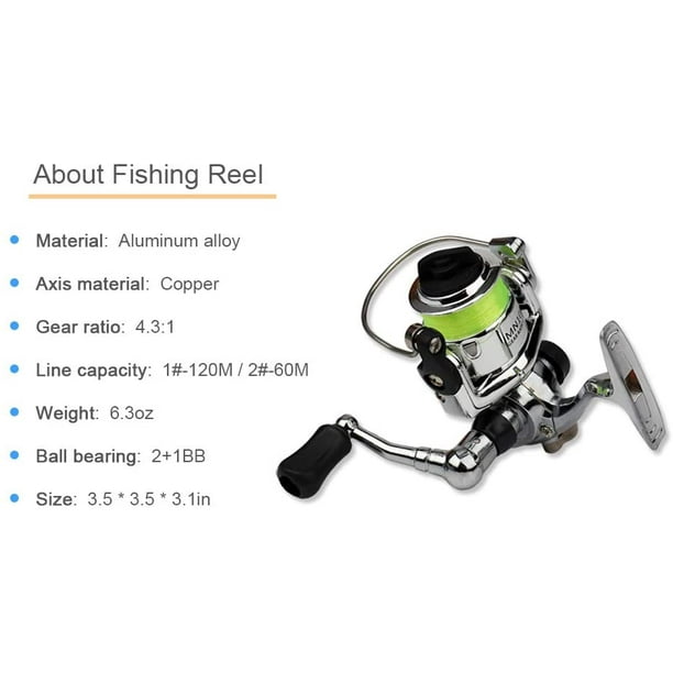 Yangxue002 Pen Fishing Rod Reel Combo Set Premium Mini Pocket Collapsible Fishing Pole Kit Telescopic Fishing Rod + Spinning Reel Combo Kit 1m / 1.4m