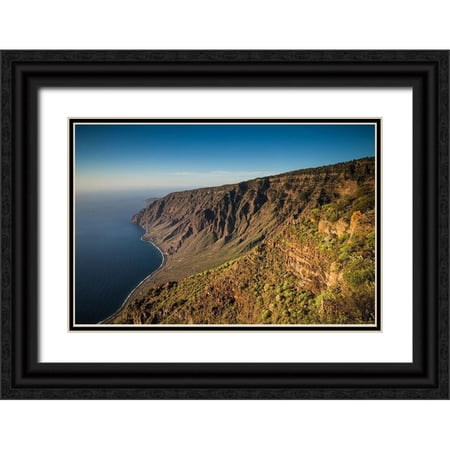 Bibikow, Walter 24x17 Black Ornate Wood Framed with Double Matting Museum Art Print Titled - Canary Islands-El Hierro Island-Mirador de Isora-elevated view of the east coast
