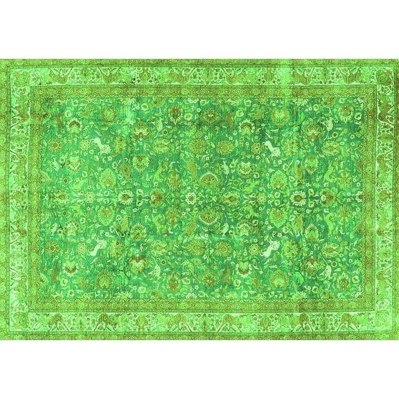 Ahgly Company Indoor Rectangle Persian Green Traditional Area Rugs, 5' x 7'