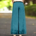 thumbnail image 6 of Lumtrix Wide Leg Linen Pants for Woman High Waisted Flowy Comfy Palazzo Pants Embroidery Graphic Work Trousers Blue XL, 6 of 6
