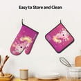 thumbnail image 6 of Bingfone Cute Pink Axolotl A Print Oven Mitts Pot Holders Set 2 PCS for Kitchen for Cooking Grilling Baking BBQ Pot Holders Cook Essentials, 6 of 7