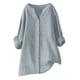 thumbnail image 1 of Blusa holgada con botones para mujer - Camisa informal de manga larga y color liso - Cuello en V, elegante, ideal para el trabajo diario y los viajes - Para todas las estaciones, tallas S-XXXXXL, 1 of 4