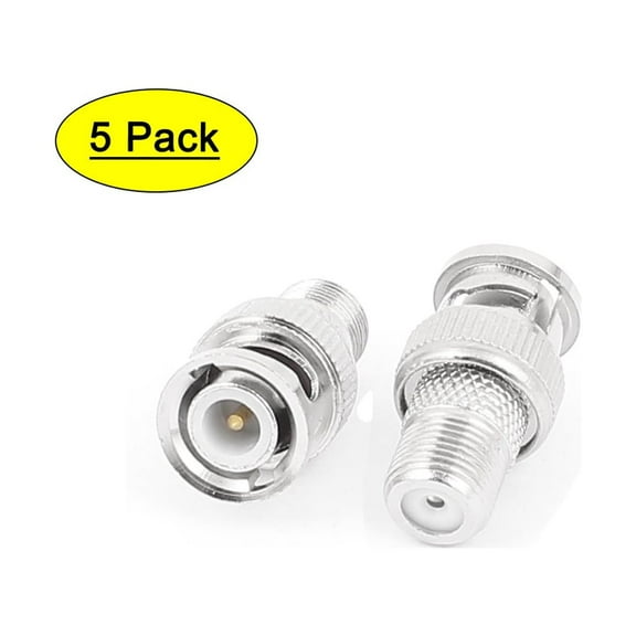 5Pcs BNC Male Plug to F Female Plug Coax Cable Video Adapter Connector