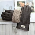 thumbnail image 6 of New Sheepskin Fur Gloves Men's Leather Thicken Winter Warm Outdoor Windproof and Cold-proof Finger Gloves (Brown,One Size), 6 of 7
