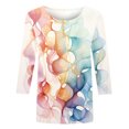 thumbnail image 4 of Wanfds Hauts de Mode Multicolores pour Femmes Col Rond Tendance Manches Trois-Quarts TG, 4 of 5