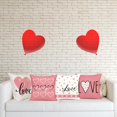 thumbnail image 4 of 4PCS Pink Valentine’s Day Throw Pillow Case Decorations - Valentine Linen Cushion Cover 18 x 18 Inches Heart Love Gift Decor for Sofa Couch, 4 of 6