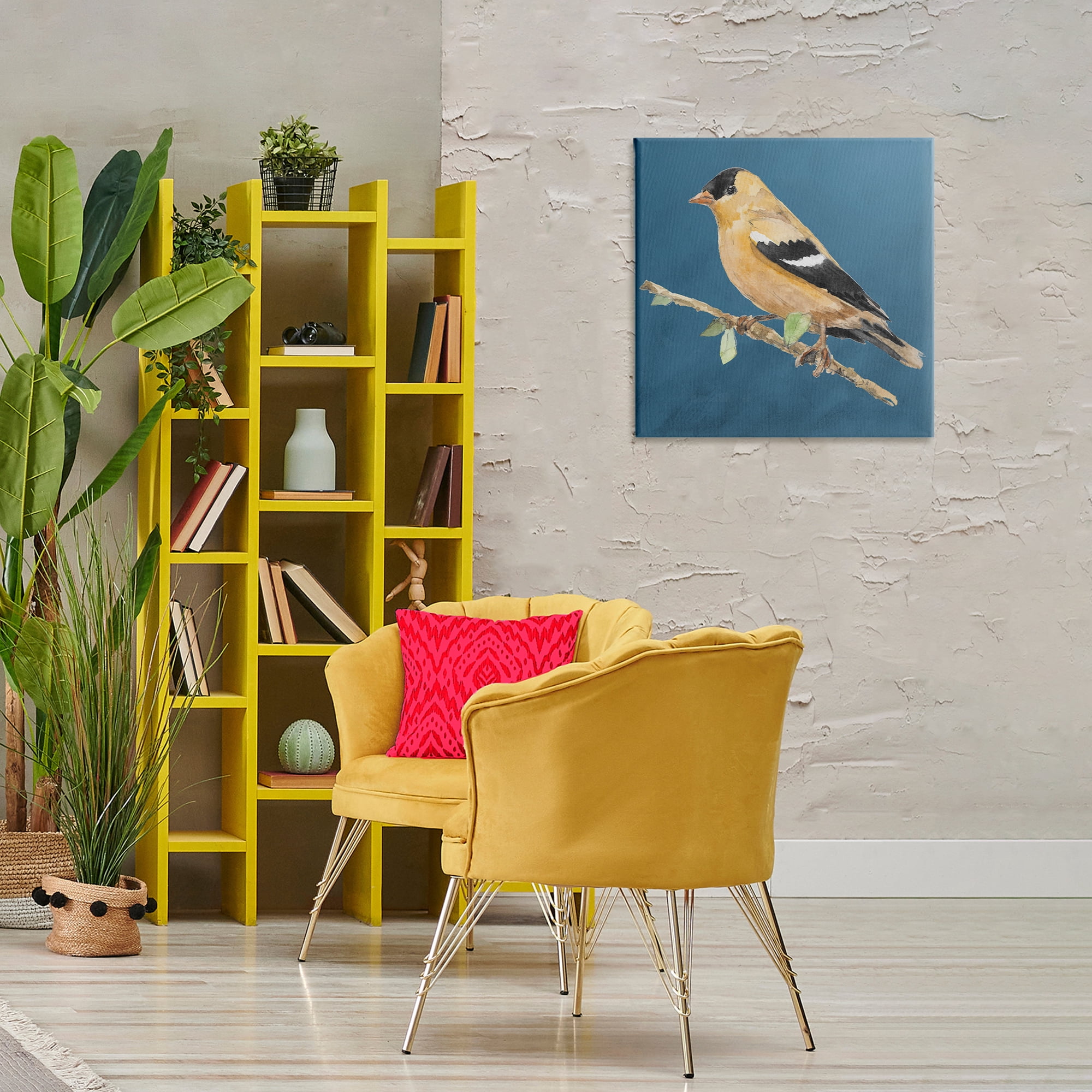 Stupell Industries Traditional Yellow Bird Animals & Insects Painting Gallery Wrapped Canvas Art Print Wall Art, 24 x 24