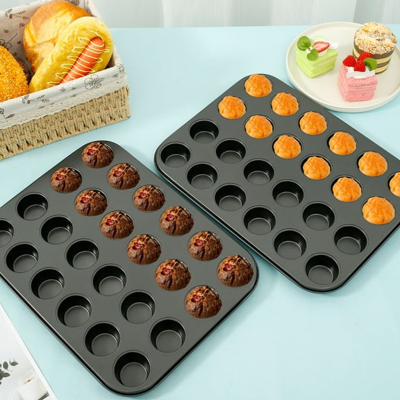 Austok 2Pcs Bake It Simply Extra Large Non-Stick Mini Muffin Pan, 24-Cup
