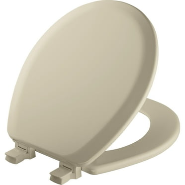 Mayfair Lift off Round Enameled Wood Toilet Seat in Bone with Stay·Tite