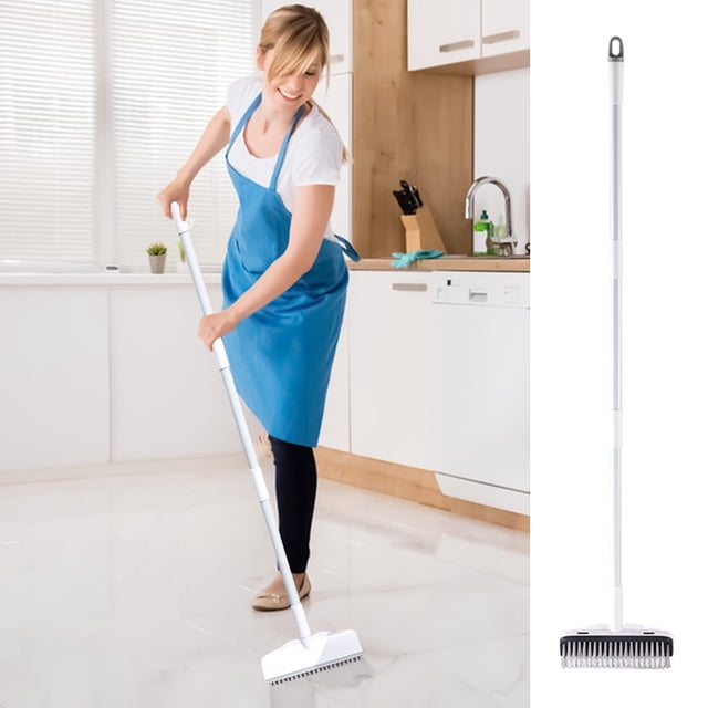 XWSHYW General Cepillo para Fregar Pisos con Mango Largo, 2 En 1, Cepillo para Raspar y Cepillar, Cepillo para Bañeras y Azulejos para Limpiar Baños, Patios, Cocinas y Paredes
