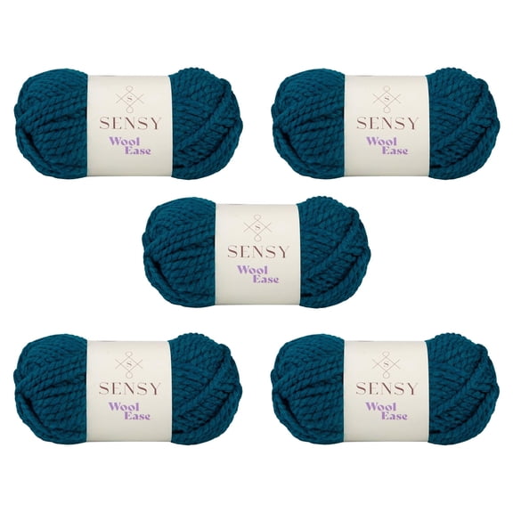 5 Skeins of Sensy Wool Ease Yarn, 3.5 oz, 66 Yards, Gauge 6 Super Bulky (Peacock)