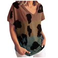 thumbnail image 1 of Fashion Womens Gradient Color Printing Short-sleeved Large Size Loose T-shirt, 1 of 3