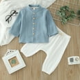 thumbnail image 2 of Futezty Toddler Boys Girls Clothes Fall Winter Outfit Sets, Kids Outfits Sets Long Sleeve Crew Neck Cotton Elastic Waist 6M 1T 2T 3T 4T 5T 2 Piece Everyday, 2 of 5