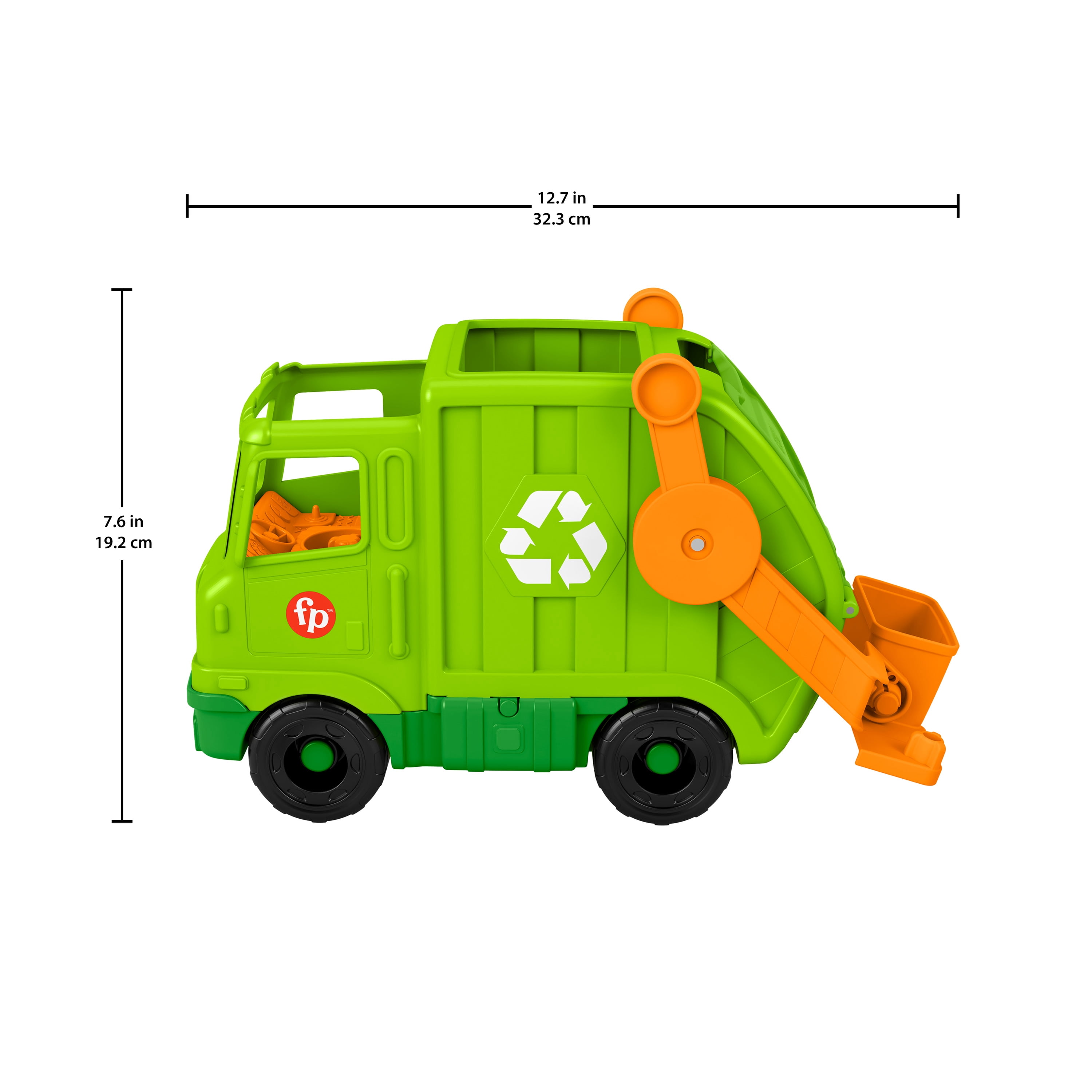 Fisher-Price Little People Recycling Truck Musical Toddler Garbage Toy Set, 5 Pieces