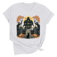 thumbnail image 4 of Qzwdhjm Womens Halloween Shirts Halloween Graphic Short Sleeve Tops Spooky Season Loose Casual Shirt for Fall Party, 4 of 7